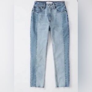 Abercrombie & Fitch The Mom High Rise Two Tone blue Jeans Size